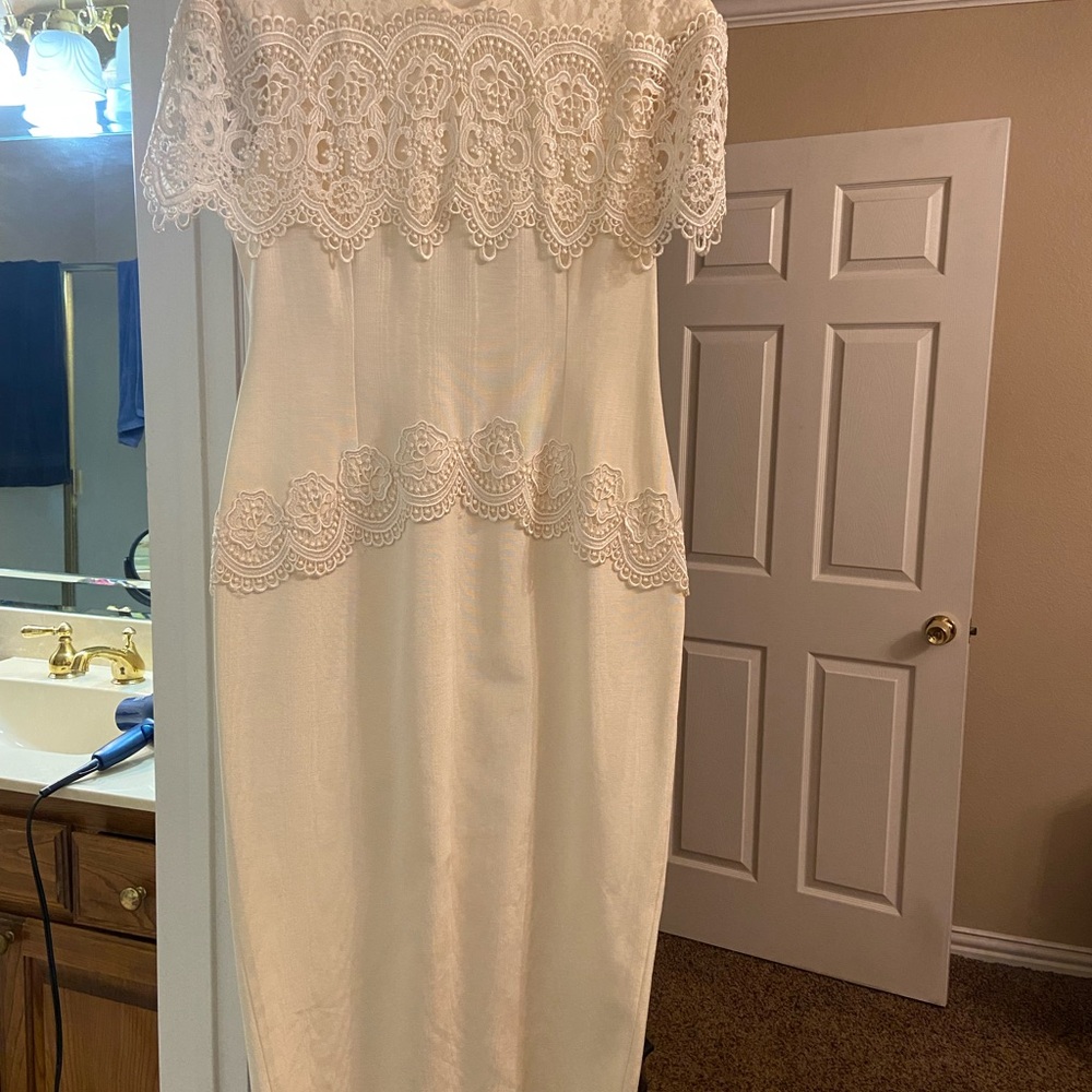 Cachet Cream Ruffled Tiered Midi Dress
